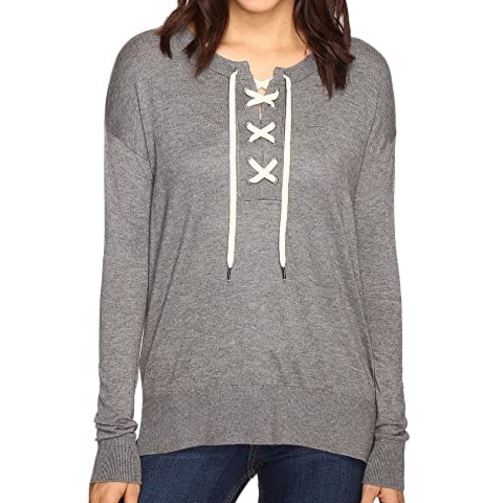Grey Splendid lace up sweater top!